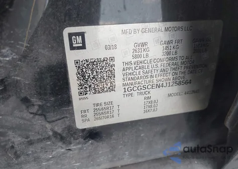 2018 Chevrolet Colorado Lt из США, поврежденный, VIN 1GCGSCEN4J1258564